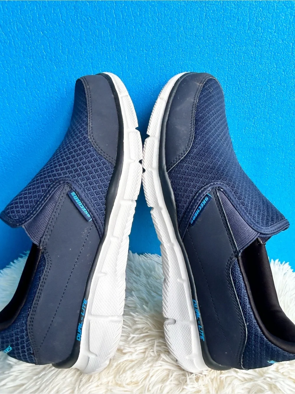 Skechers Men's Navy Blue Slip-On Mesh Comfort Shoes